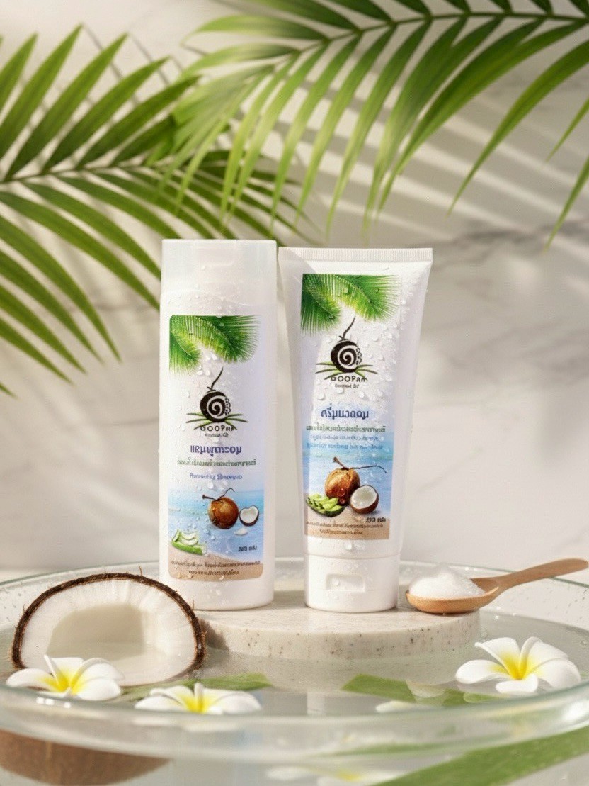 แพ็คคู่แชมพูมะพร้าวและครีมนวดมะพร้าว